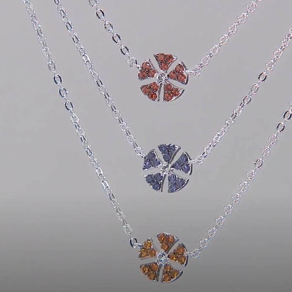HSN Colleen Lopez 0.40ctw Multigem Flower Layered Sterling Silver 18" Necklace - Picture 6 of 9